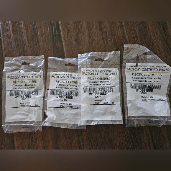 OEM Set of 4 Whirlpool Refrigerator : Door Handle Mounting Screws (W10661886) - Picture 3 of 3